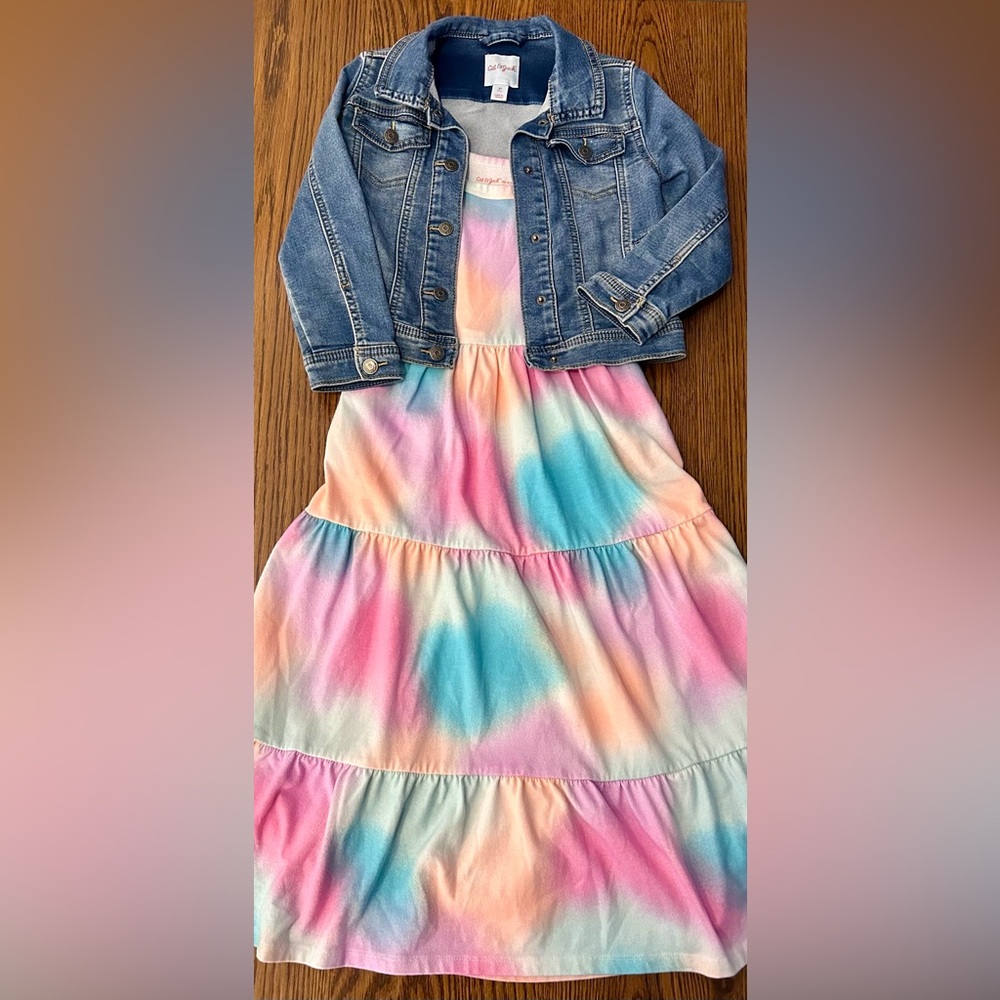 Girls Maxi Dress with Jean Jacket (Size 5), SUPER CUTE!